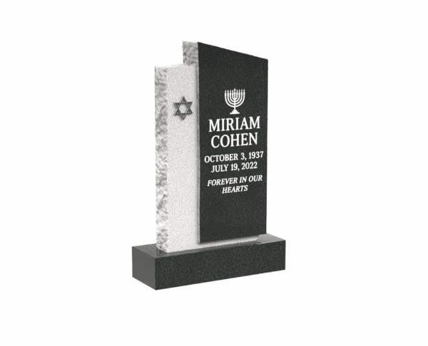 Upright Jewish Headstone with Menorah and Star of David - Image 1