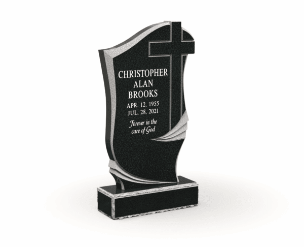 Elegant Granite Headstone with Cross Motif - Image 1