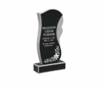 Modern Wave-Shape Upright Granite Headstone with Floral Design