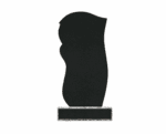 Modern Wave-Shape Upright Granite Headstone with Floral Design - Image 2