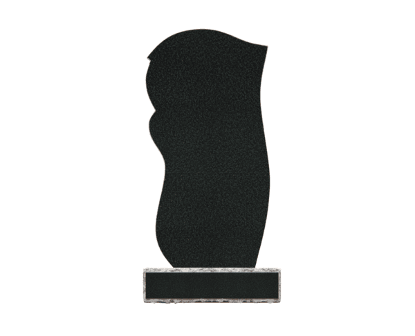 Modern Wave-Shape Upright Granite Headstone with Floral Design - Image 2