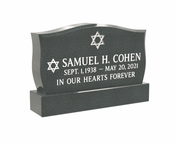 Serpentine-Top Upright Jewish Headstone with Star of David - Image 1