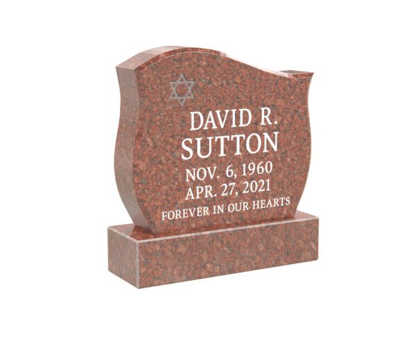 Simple Upright Granite Memorial with Star of David - Image 1