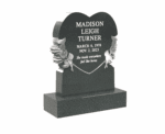 Heart-Shaped Upright Granite Headstone with Carved Roses