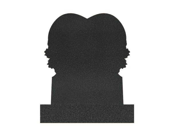 Heart-Shaped Upright Granite Headstone with Carved Roses - Image 2