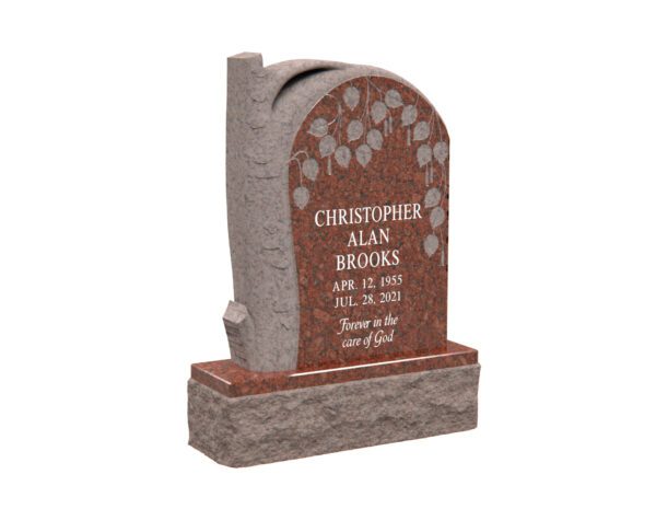 Upright Granite Memorial with Birch Tree Shape - Image 1