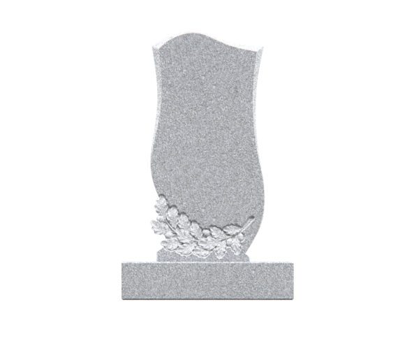Elegant Upright Granite Headstone with Carved Leaves and Cross - Image 2