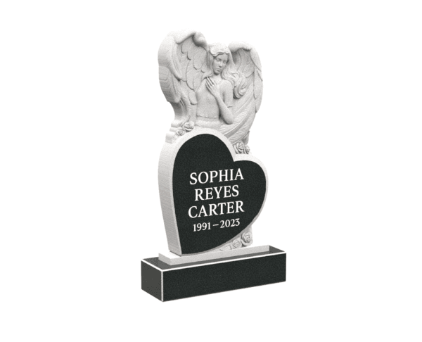 1531.14434.1 Heart-Shaped Angel Memorial Headstone - Image 1