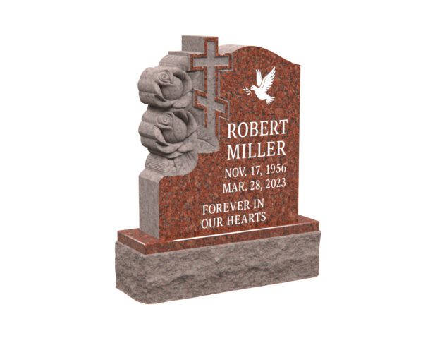 Headstone - Granite Orthodox Cross  with Floral Engraving - Image 1