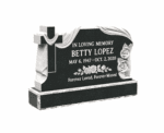 Christian Upright Granite Headstone with Draped Cross and Roses