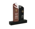 Modern Jewish Companion Upright Granite Headstone with Menorah and Star of David