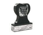 Elegant Heart-Shaped Upright Memorial with Floral Engraving