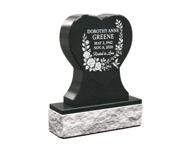 1941.14165.1 Elegant Heart-Shaped Upright Memorial with Floral Engraving - Image 1