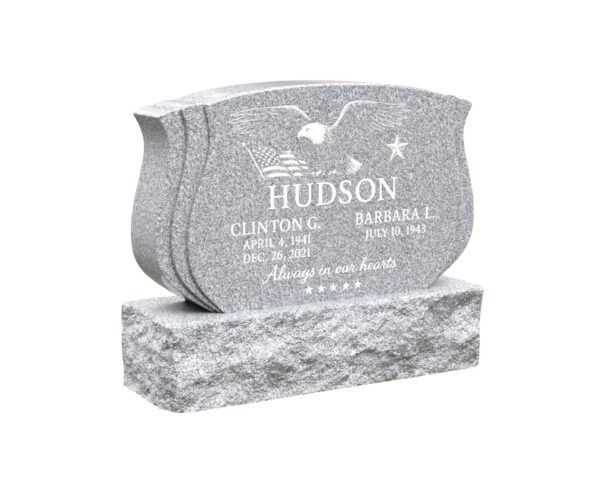 Patriotic Companion Headstone with Eagle and Flag Design - Image 1