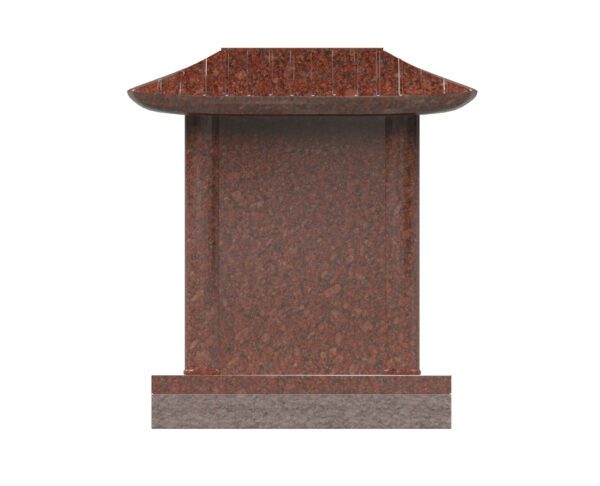 Pagoda-Style Asian Granite Headstone with Symbolic Crane - Image 2
