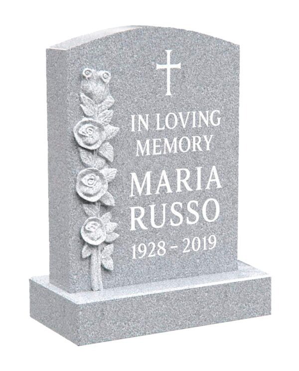 Upright Granite Memorial with Carved Roses - Image 1