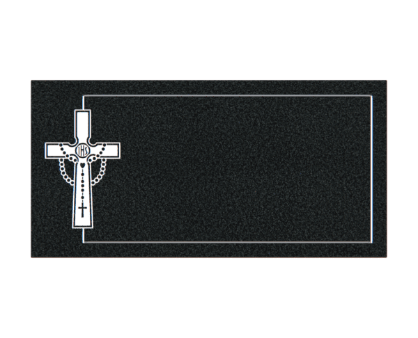 Flat Granite Headstone with Cross & Rosary - Image 2