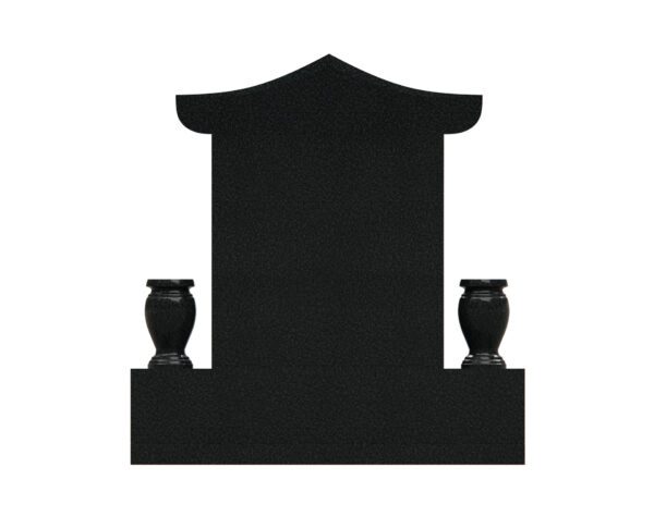 Asian-Inspired Double Upright Memorial with Pagoda Roof - Image 3