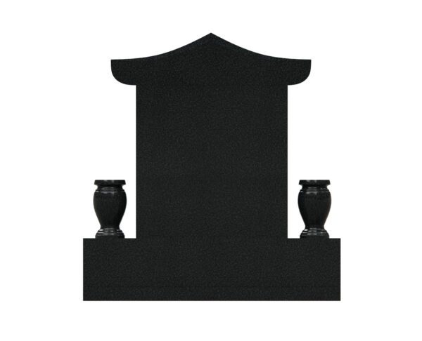 Asian-Inspired Double Upright Memorial with Pagoda Roof - Image 2