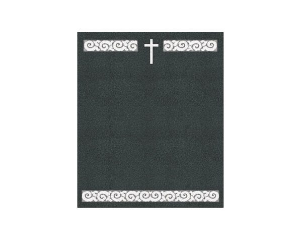 Christian Granite Half Ledger Grave Marker with Scroll Border - Image 2