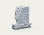Granite Headstone with Carved Lilies & Base