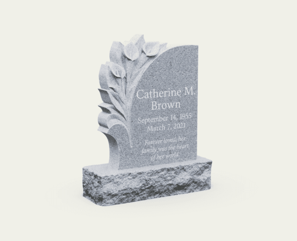 1475.11703.1 Granite Headstone with Carved Lilies & Base - Image 1