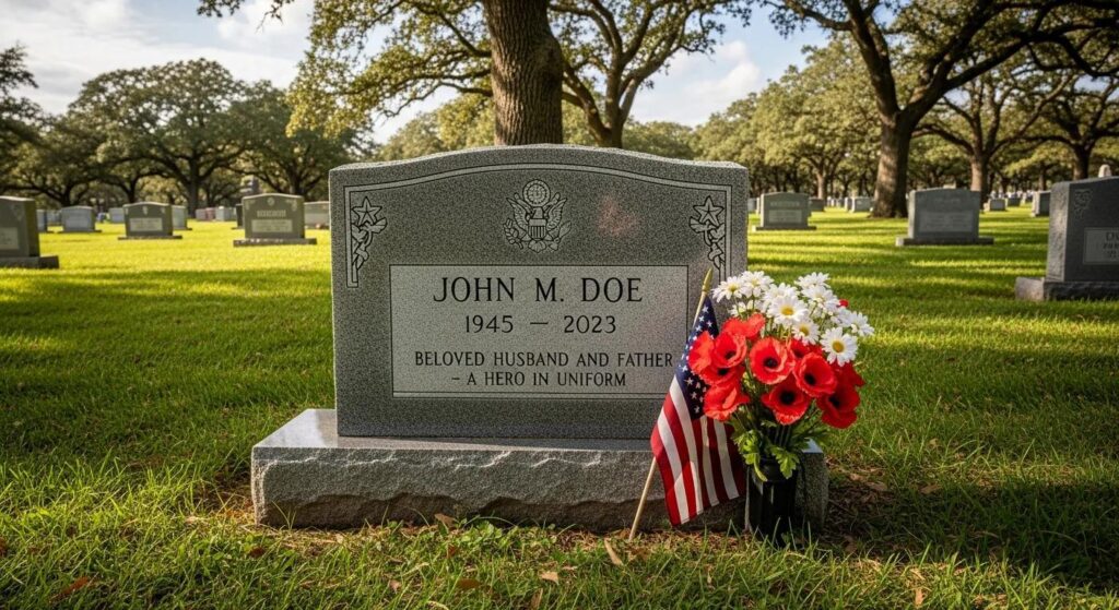 A Manners Manual for Cemetery Etiquette: On Visiting Graves Considerately 2 A veteran's headstone in a peaceful cemetery—honoring service and memory