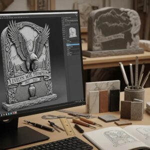 Choosing Granite Colors & Finishes for Headstones 2 3D preview of a custom cremation headstone, showing how personalization options will look