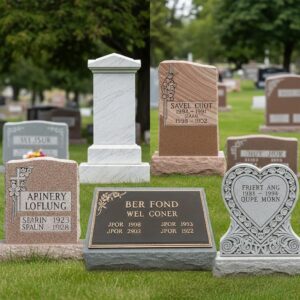 Choosing Granite Colors & Finishes for Headstones 1 Collage showing different companion headstone designs and materials