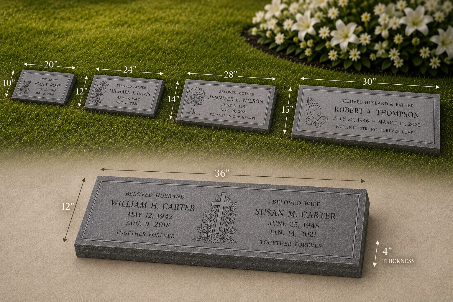 Flat Headstone Sizes What Dimensions Are Available and What They Cost
