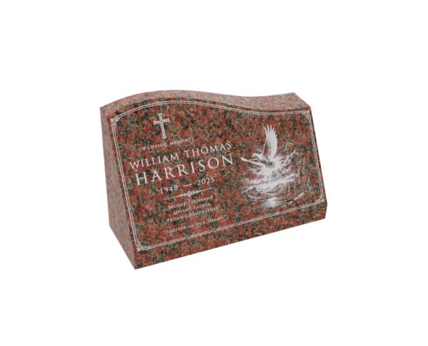 Cross & Eagle Slant Granite Headstone - Image 1