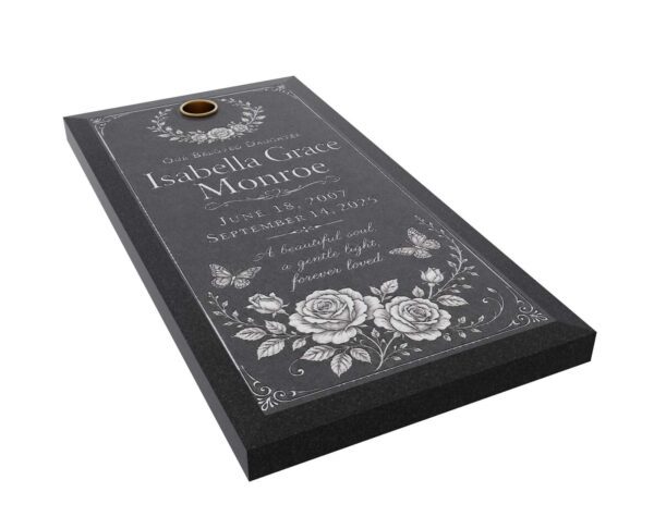sl01.18471 Single Rose Ledger Granite Memorial - Image 1