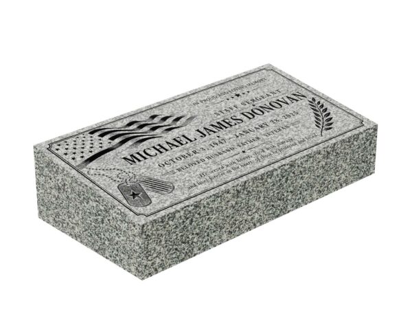 sl01.18529 Patriotic Veteran Bevel Granite Grave Marker - Image 1