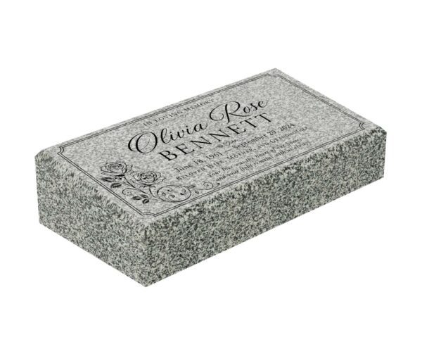 Rose Garden Bevel Granite Grave Marker - Image 1