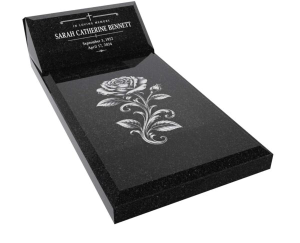 Elegant Rose Granite Ledger Memorial with Slant Headstone - Image 1