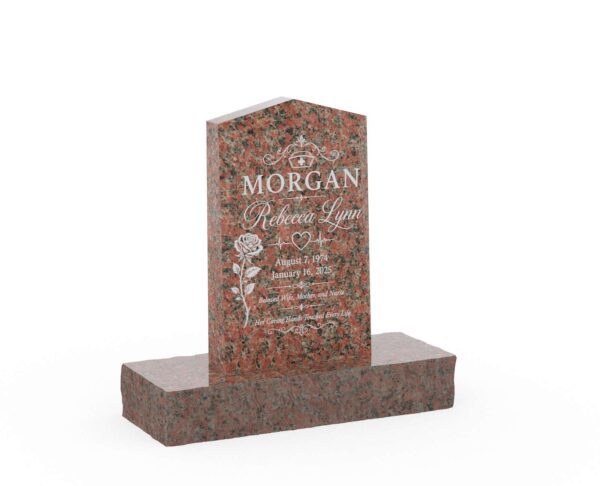 Classic Peaked Top Granite Upright Headstone - Image 1