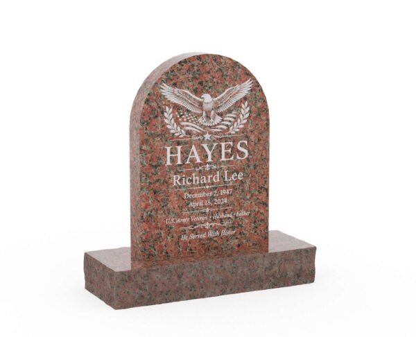 Rounded Arch Top Granite Upright Headstone - Image 1