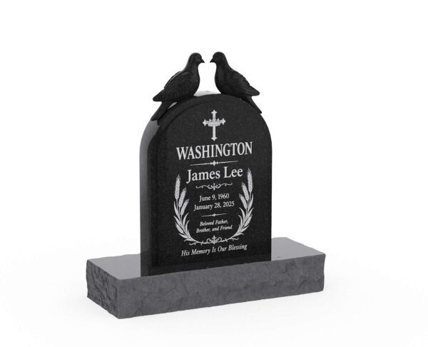 sl01.18670 Sculpted Doves Shape Granite Headstone - Image 1