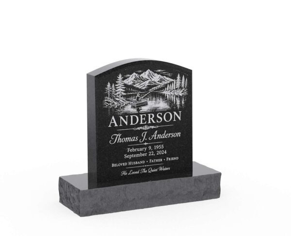 Scenic Serpentine Top Granite Headstone - Image 1