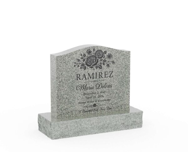 Floral Serpentine Top Granite Headstone - Image 1